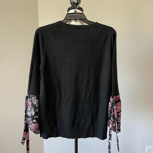 Loft size L black with sheer floral tie sleeve parts modest business going out - Picture 3 of 12